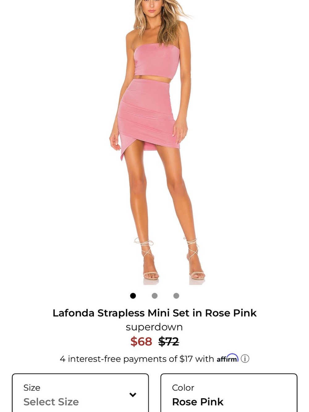 superdown Rose Pink Asymmetrical Strapless Mini Skirt
